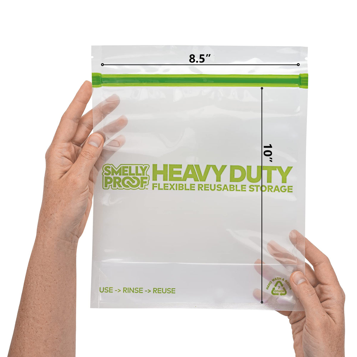 HEAVY DUTY Reusable STAND-UP Bags for Food Storage by Smelly Proof, USA Made, NO PEVA & BPA FREE, Reusable Freezer Bags, Dishwasher-Safe, Triple Zip, CLEAR 5-mils LRG Quart 8.75" x 9.5" - 5pk