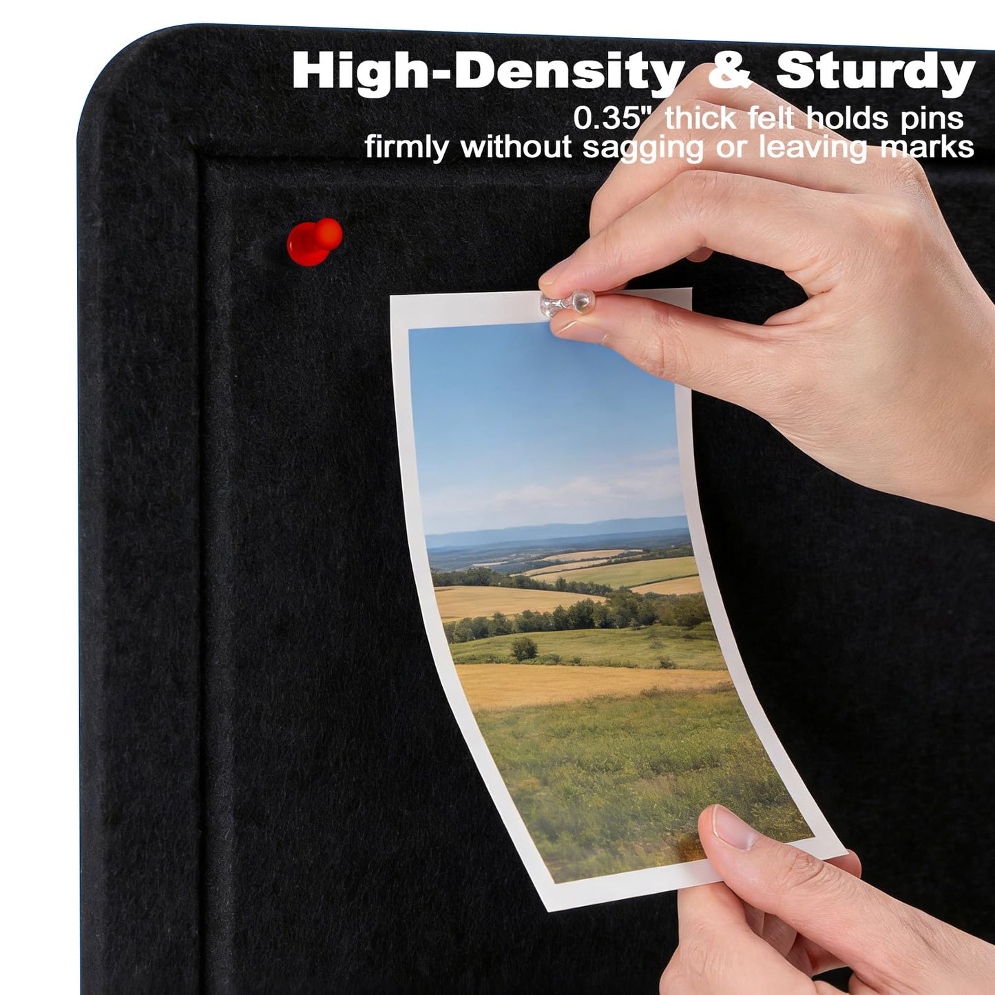 72x48 Inch Large Felt Bulletin Pin Board, Foldable with Pushpins - Black Bulletin Boards, Felt Board for Wall, Big Mood Tack Pinboard