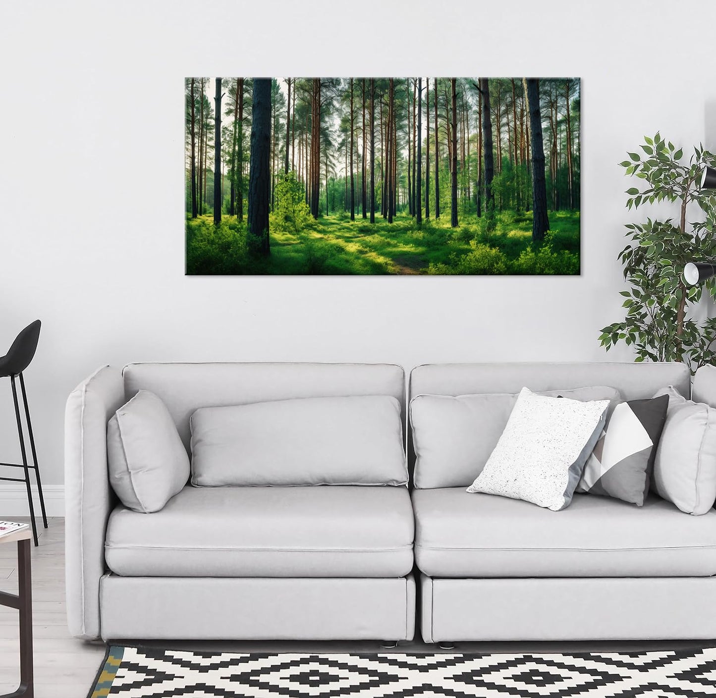 Lasdel Calm Forest Landscape Wall Art for Living Room Office Green Canvas Painting Prints Large Scenic Nature Artwork Dining Room Kitchen Bathroom Hallway Bedroom Decor (20x40 Inches)
