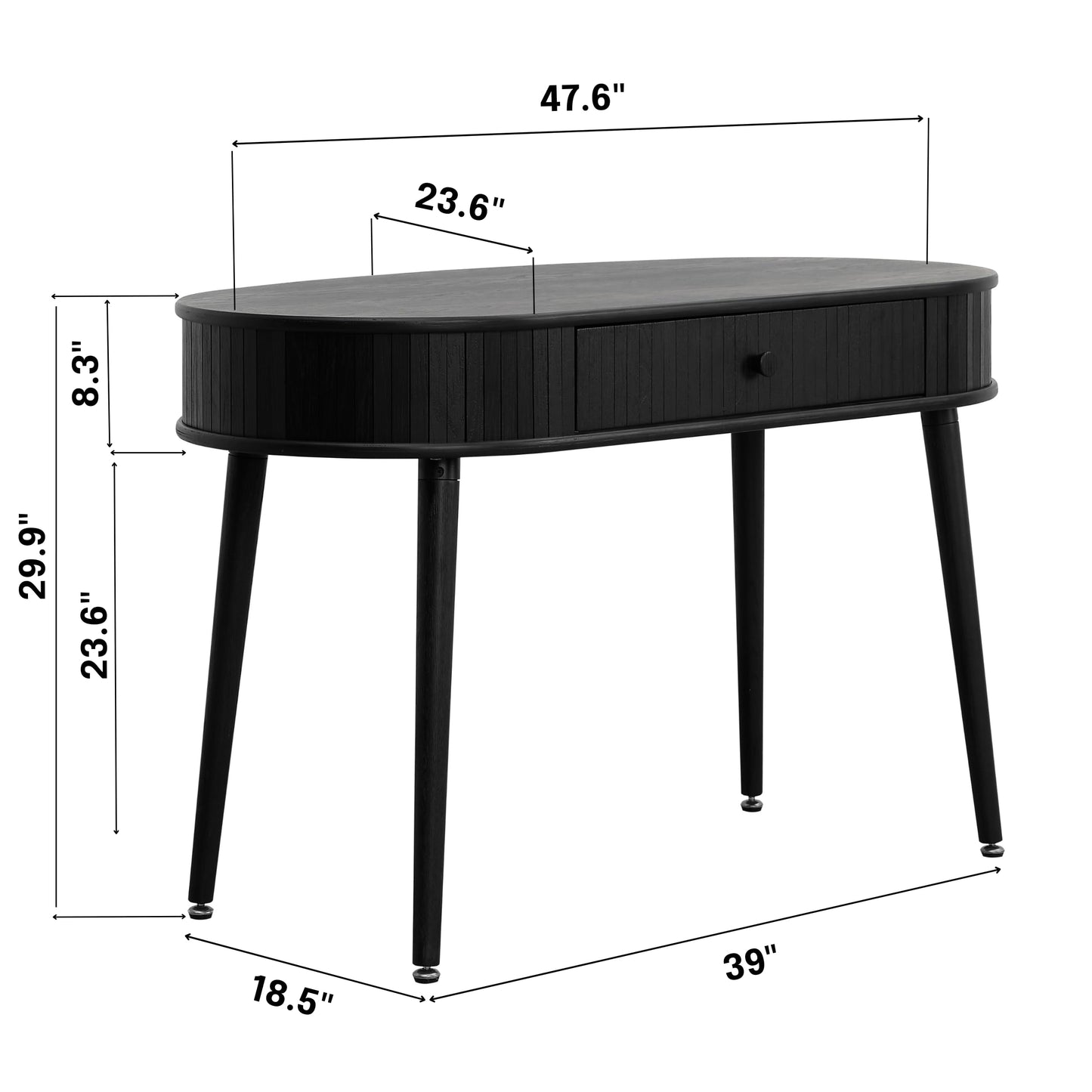 NTC Stream Desk, Modern Wooden Writing Desk with Hidden Drawer, Stylish Vertical Groove Design, Home Office Workstation, Minimalist Study Table, Easy Assembly - Burnt Black