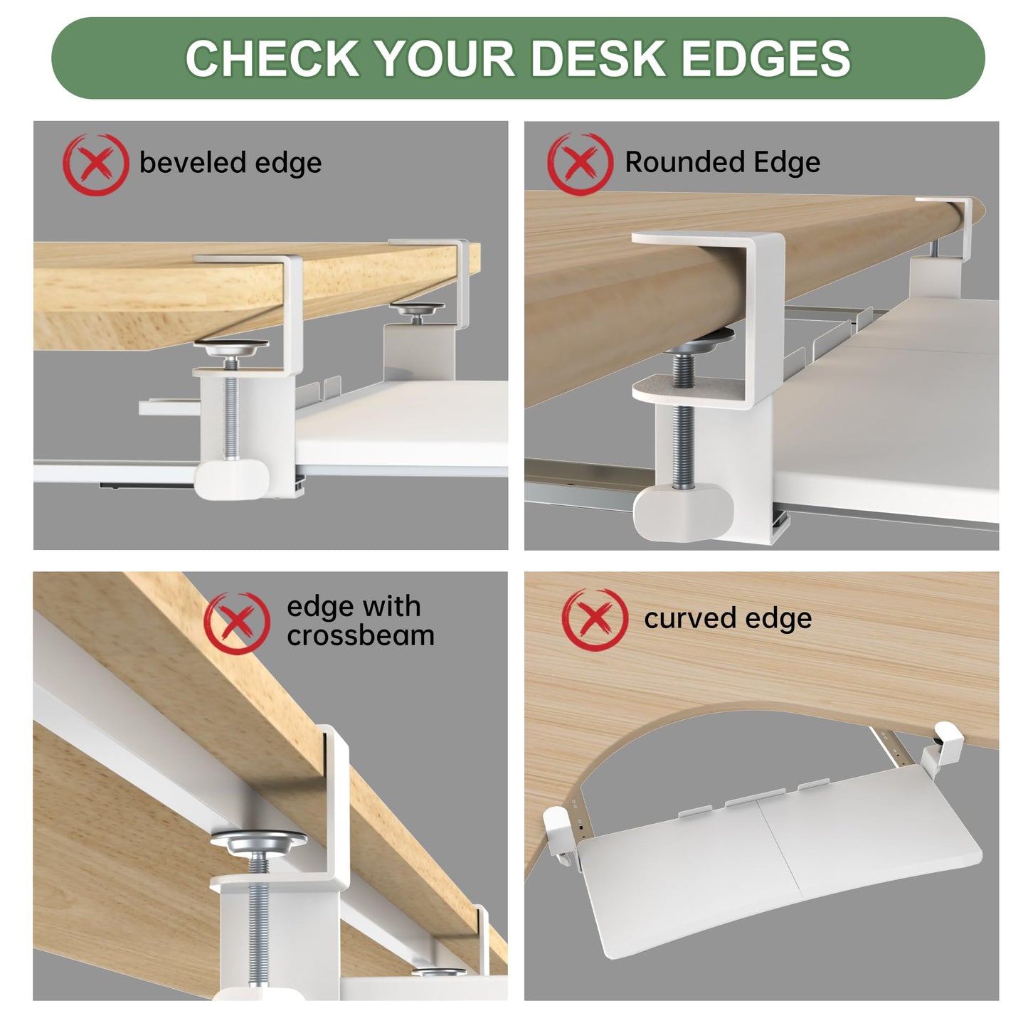 UPGRAVITY Extra Large Keyboard Tray Under Desk - Slide Out with Sturdy C-Clip Mount System, 31.5" (35.8" Including Clamps) x 11.8" Put-Out Keyboard Tray Computer Drawer for Ergonomic Typing, White