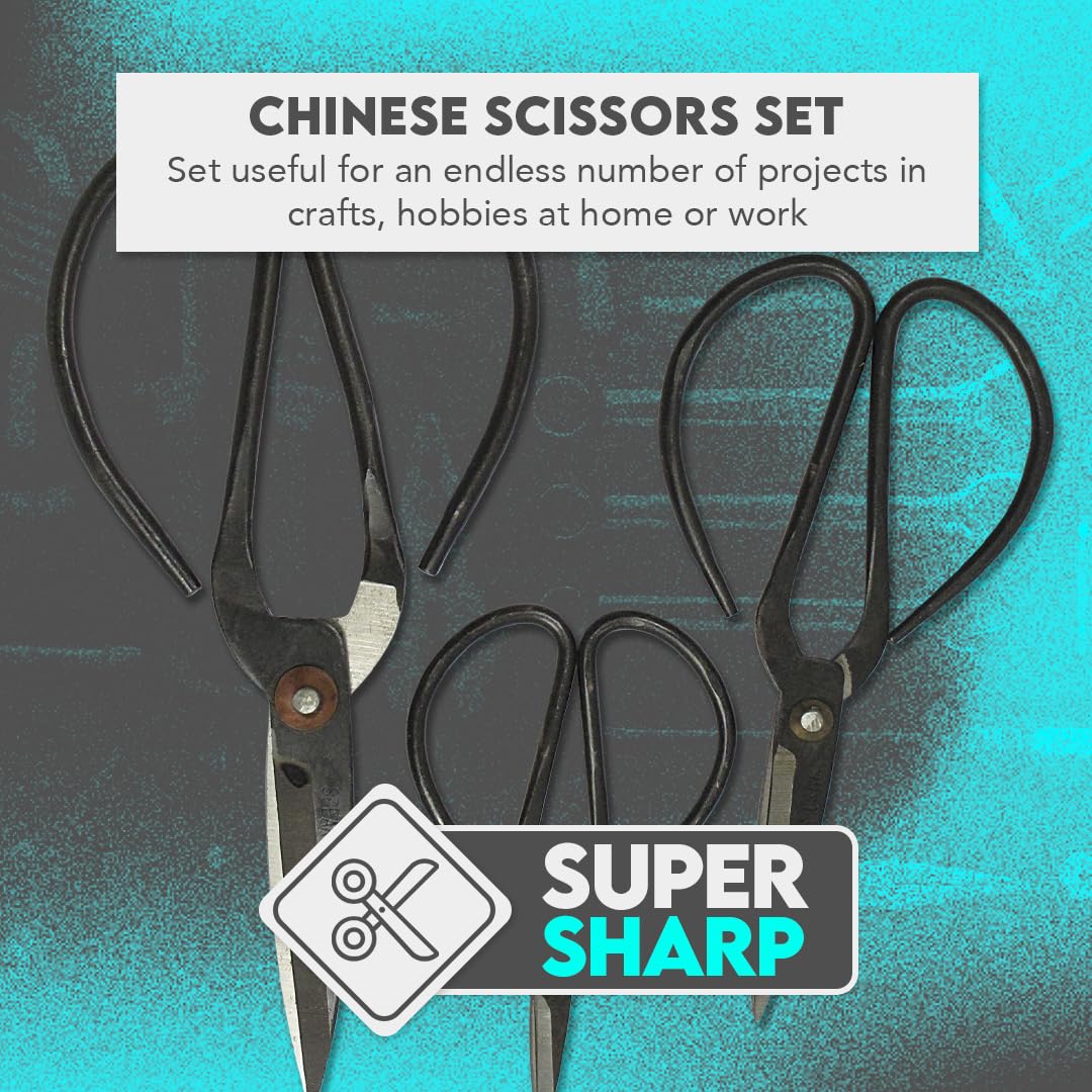 SE Chinese Scissors with Super Sharp Edges Suitable for Embroidery, sewing, Craft, Art Work, and Everyday Usage (8-6-4-Inch Bundle)