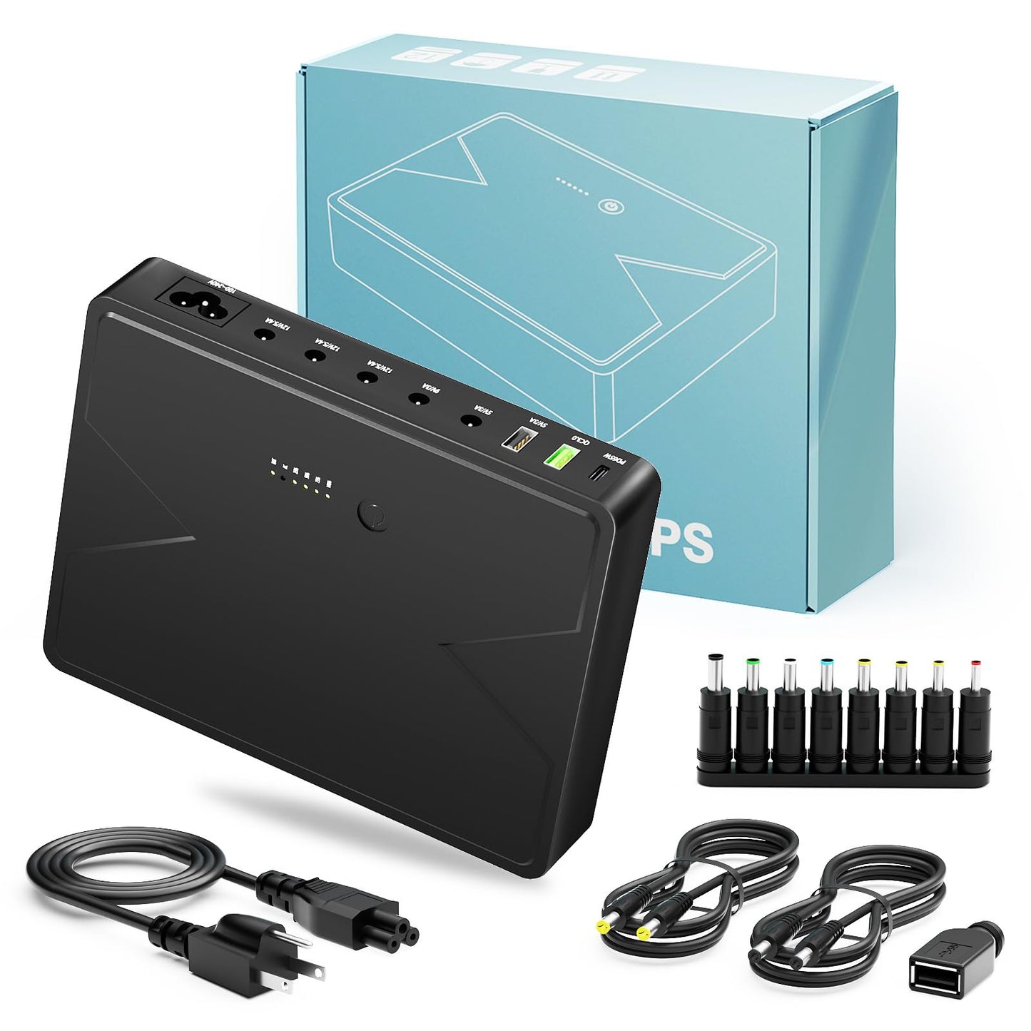 13PCS Mini UPS Battery Backup Power Supply 20000mAh/74Wh Lithium, PD65W & QC3.0 DC UPS Battery Backup & Surge Protector for Compute,Uninterruptible Power Supply for WiFi Router Phone Camera
