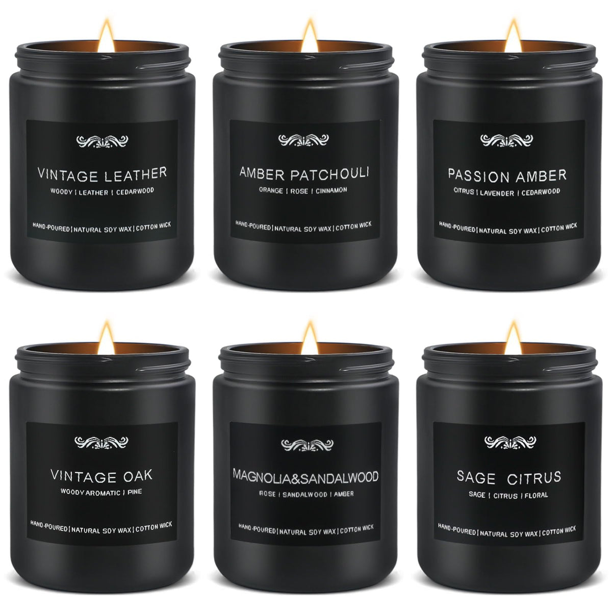 6 Pack Candles for Home Scented Aromatherapy Candles Gifts Set for Mens, Men Candle Set, 42 oz 300 Hour Long Lasting Candles, Gifts for Men, Birthday, Anniversary Present