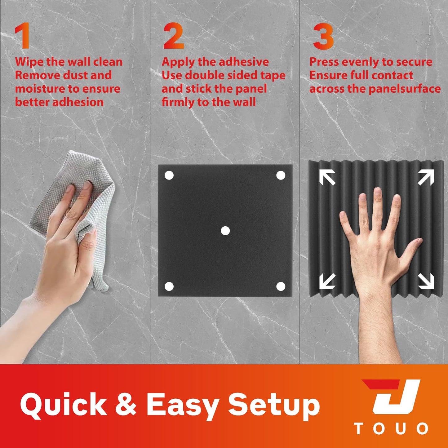 TOUO 12 Pack Acoustic Panels – Sound Proof Foam Panels for Wall 12"x12"x1", Flame Retardant Wedge Acoustic Foam, High-Density Sound Absorbing Panels for Home Studio(Black, 1" Thick 12 Pack)