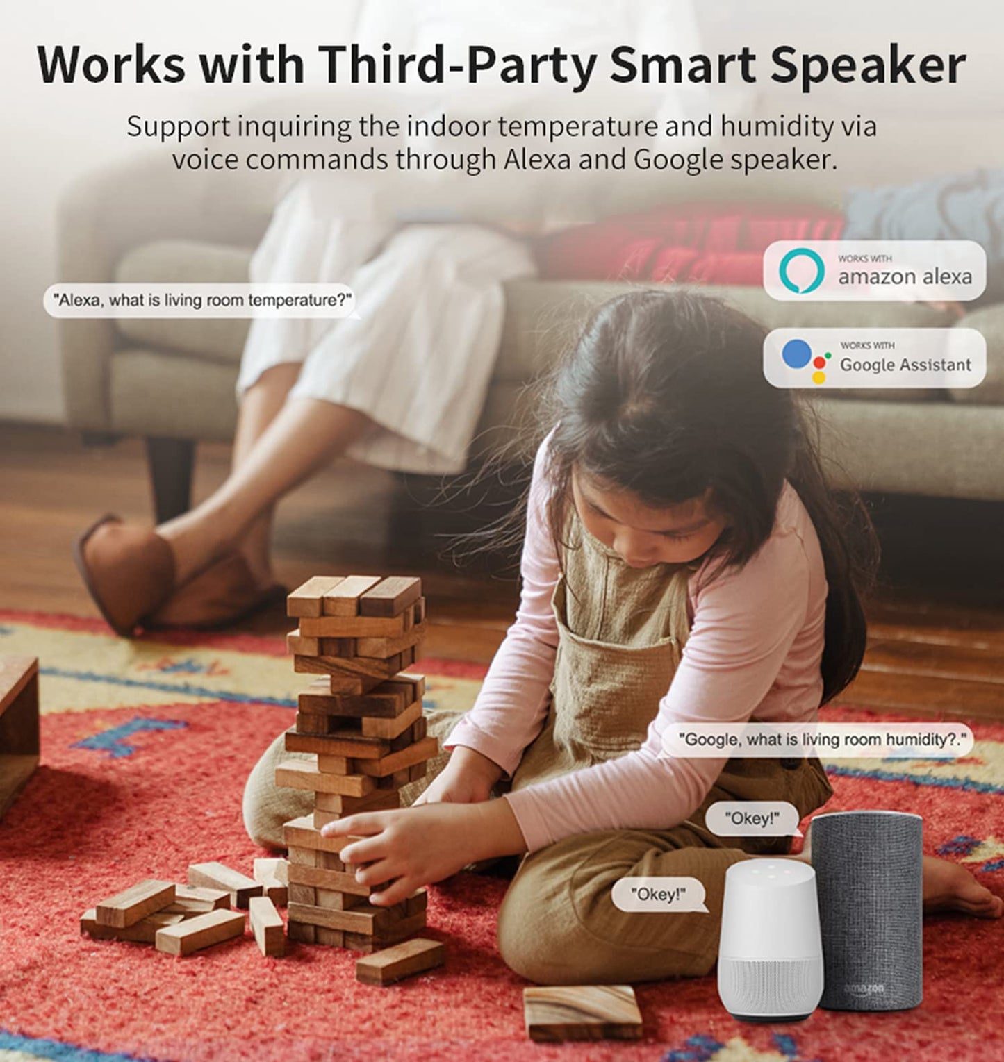 4-Pack WiFi Temperature Humidity Sensor: Wireless Temperature Humidity Monitor with App Alert, Free Data Storage Export, Smart Indoor Thermometer Hygrometer Compatible with Alexa Google Assistant