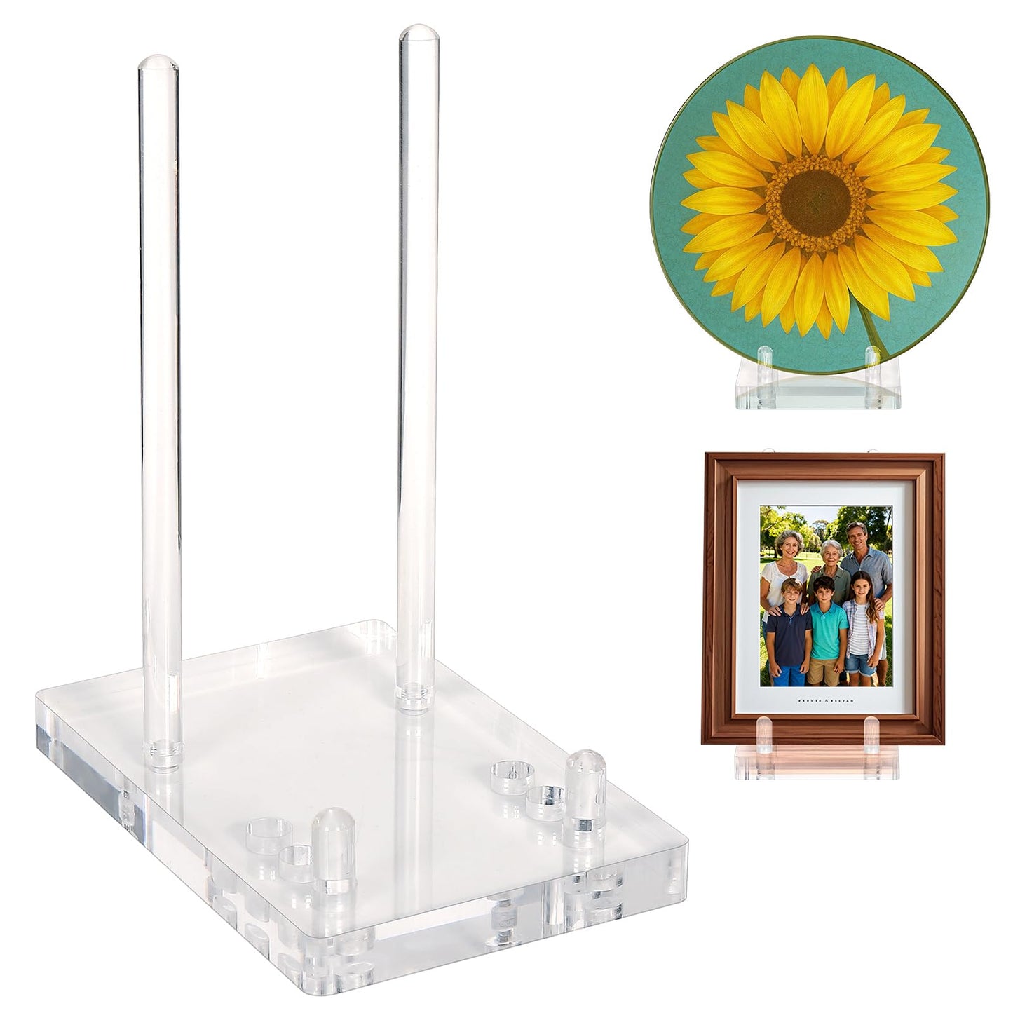 Acrylic Plate Stand for Display, Adjustable Clear Acrylic Plate Holder Picture Easel Stand, Book Stand and Display Holder for 6-14 Inch Decorative Plate, Record, Plaque, Photo, Platter, Tabletop Art