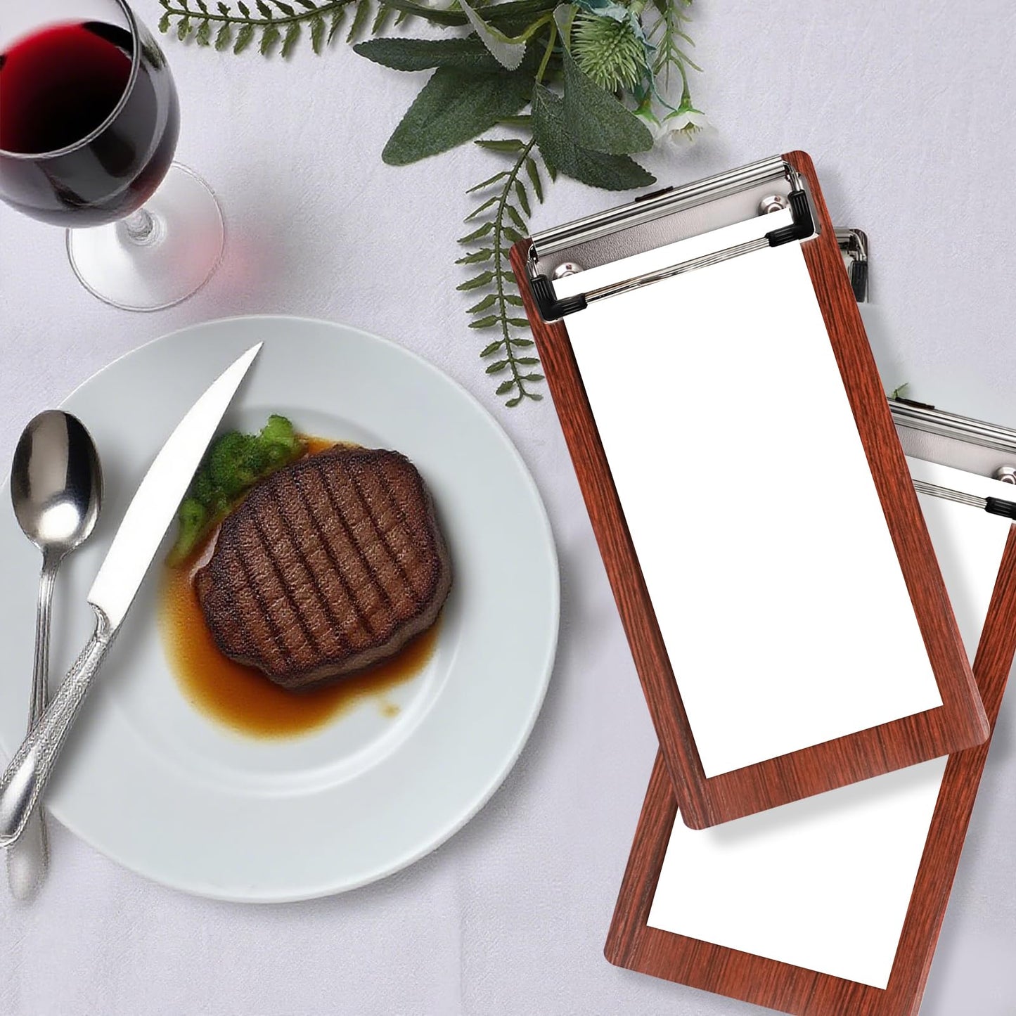 CONEHOY 60 Pcs Mini Wood Clipboard Bulk 8 x 4 '' Check Presenters Clipboard Half Page Small Wooden Clip Receipt Menu Holder for Guest Waitress Restaurants (Coffee)