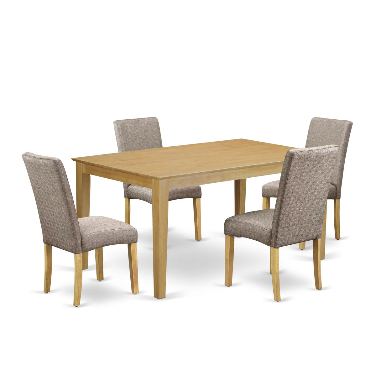 East West Furniture CADR5-OAK-16 5 Piece Dining Room Furniture Set Includes a Rectangle Dining Table and 4 Dark Khaki Linen Fabric Upholstered Parson Chairs, 36x60 Inch, Oak