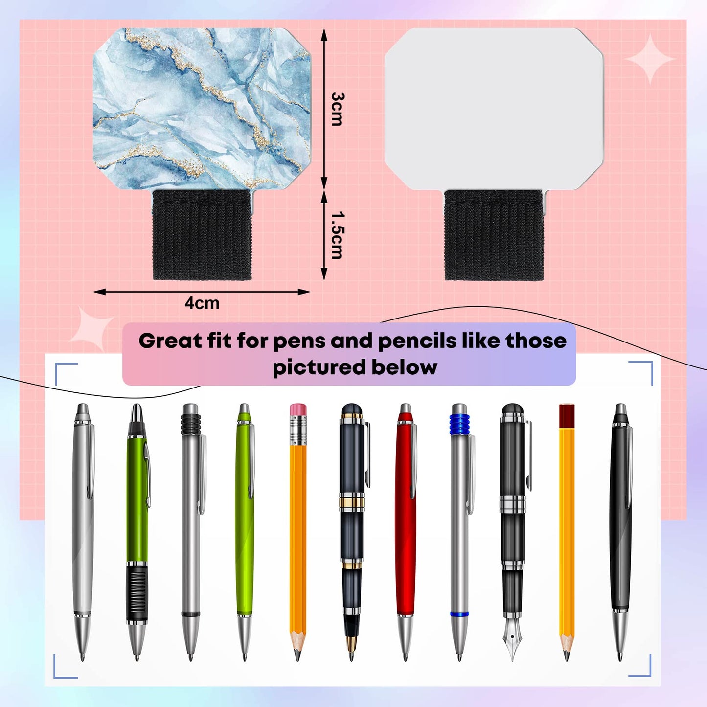 Woanger 16 Pack Pen Loop Holder for Notebook Self Adhesive Elastic Band Pen Holder Leather Pencil Stylus Attachment for Tablet Clipboard Journal for Kids Child Back to School Teachers Day Supply