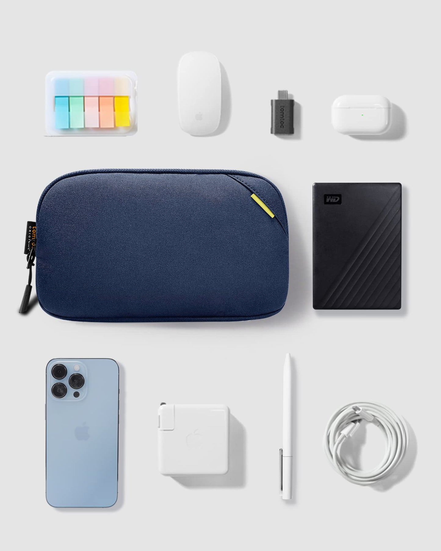 tomtoc Recycled Portable Storage Pouch Bag Case Accessories Organizer Compatible with MacBook Laptop Charger, Mouse, Cables and Hard Drive, Also for Smart Phone Accessories and Personal Items