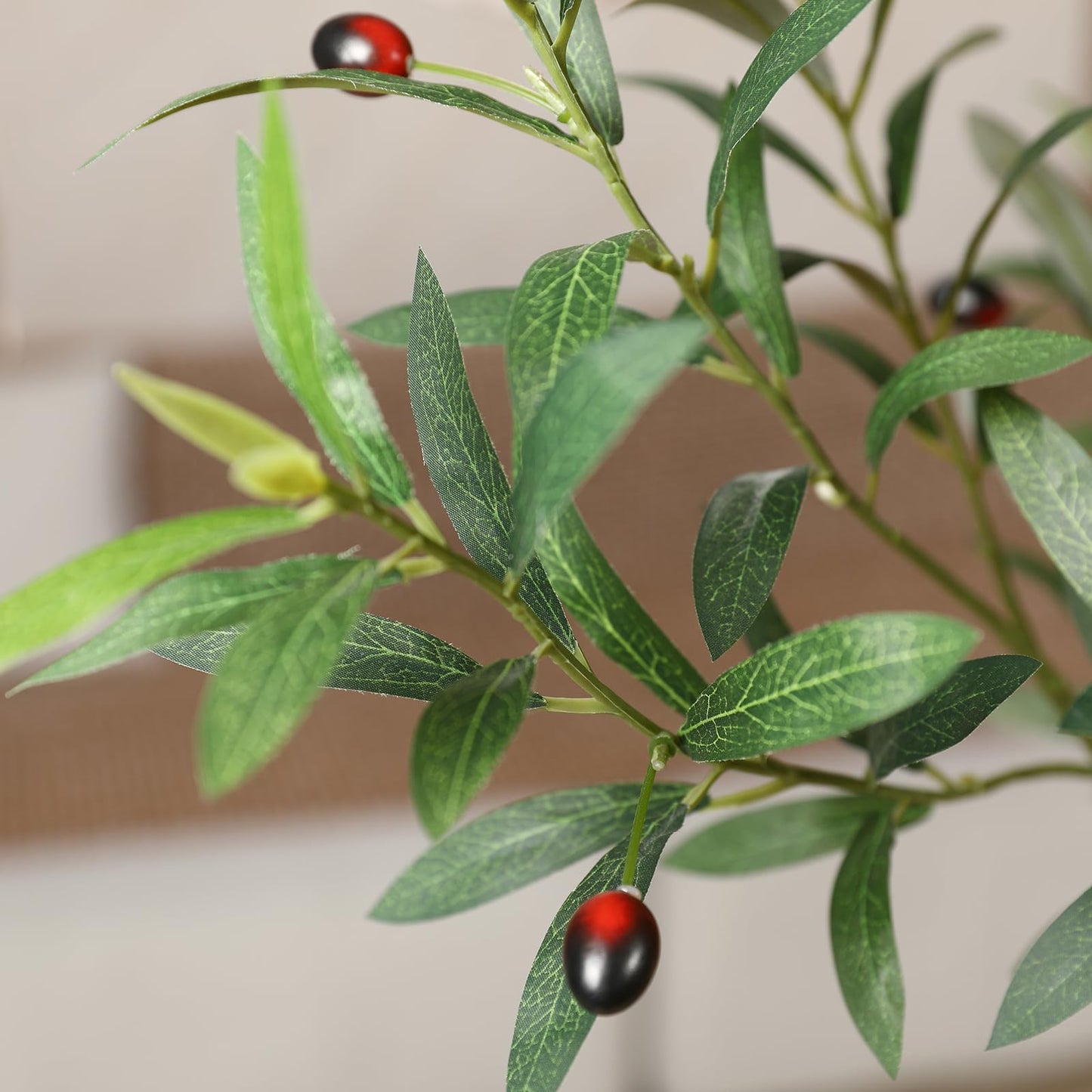 SOGUYI Olive Trees Artificial Indoor, 8 Feet Tall Faux Olive Tree with Round Artisan Planter, Premium Handmade, Realistic Trunk & Lifelike Leaves, Perfect for Large Spaces & Elegant Home/Office Decor