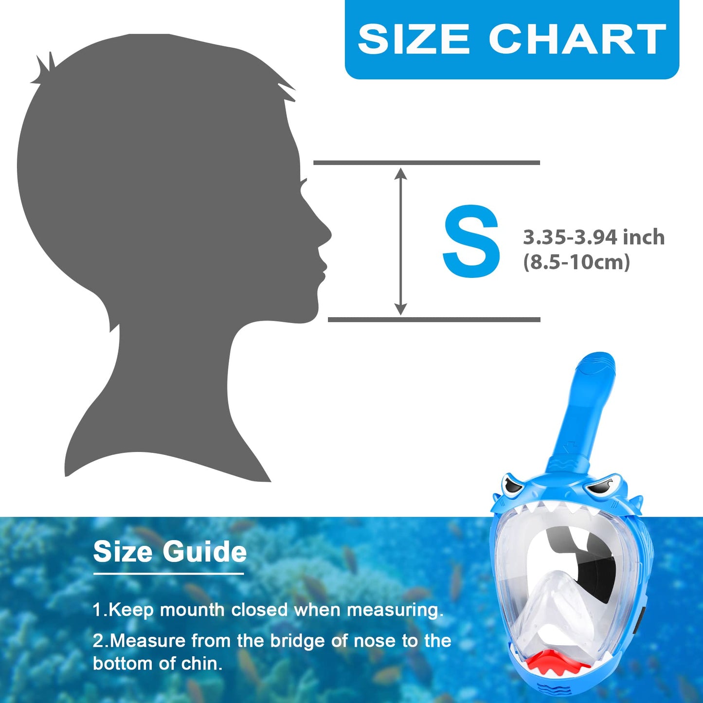 Zipoute Snorkel Full Face Snorkel Mask for Kids & Adults, 180 Panoramic View, Safe Anti-Leak & Anti-Fog, Foldable Dry Top Snorkeling Gear