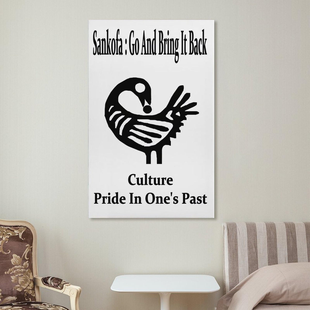 Sankofa Go And Bring It Back Adinkra Symbol Pride In Past Canvas Printing Wall Art Prints Posters Minimalist Scandinavian Wall Decor for Living Room Bedroom Office Classroom 12x18inch(30x45cm)