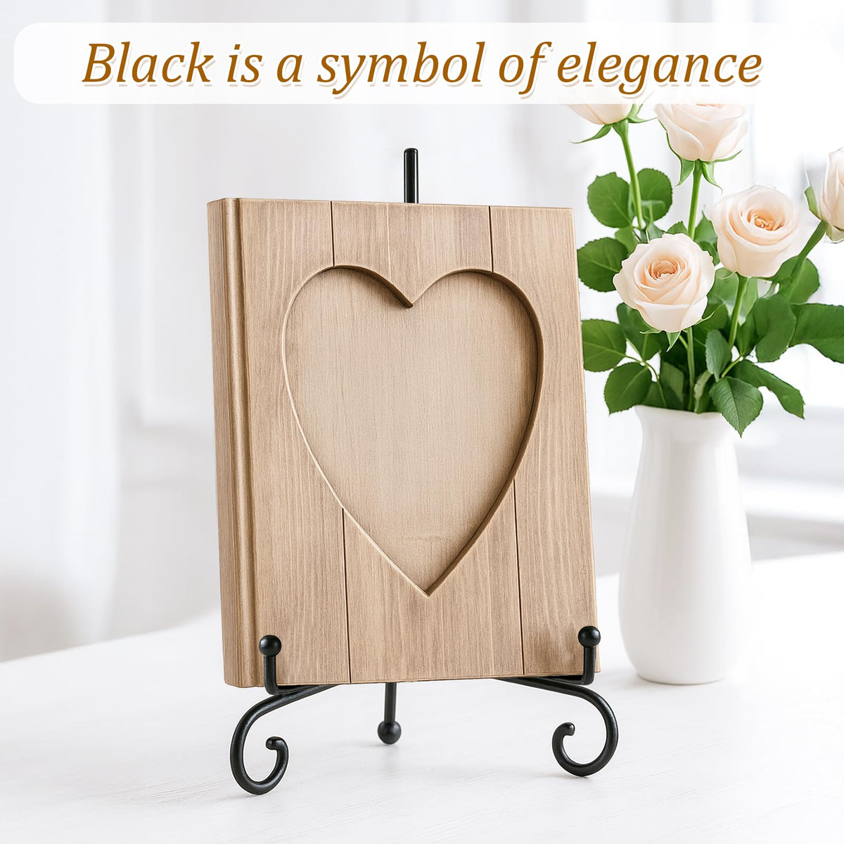 10 Packs Iron Display Stand, 10" Premium Black Iron Plate Stands Picture Stand Photo Stand for Display, Foldable Easel Stand Decorative Metal Plate Holders Display Stand for Frame Book Card Collection