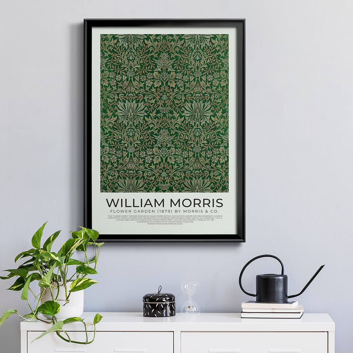 William Morris Wall Art Collection Décor Flower Garden (1834-1896) Premium Framed Modern Art Print Artwork - Ready to Hang for Home and Office