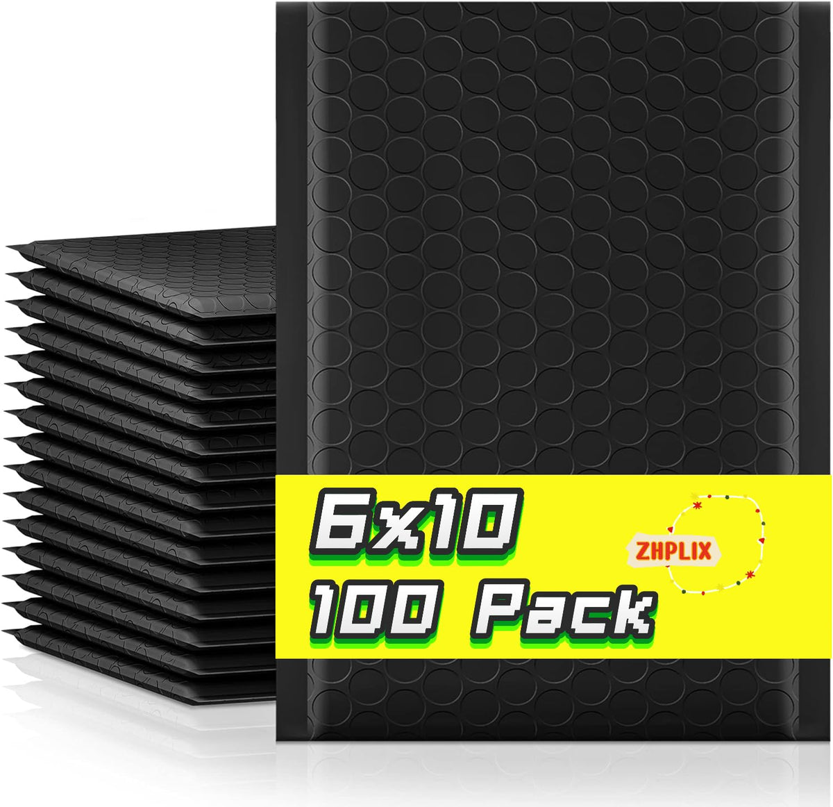 ZHPLIX Black Bubble Mailers 6x10 Inch 100 Pack Usable Size 6x9 Waterproof Shipping Bags,Opaque Padded Envelopes Cushioning Padded Mailers for Shipping, Mailing,Small Business Supplies.