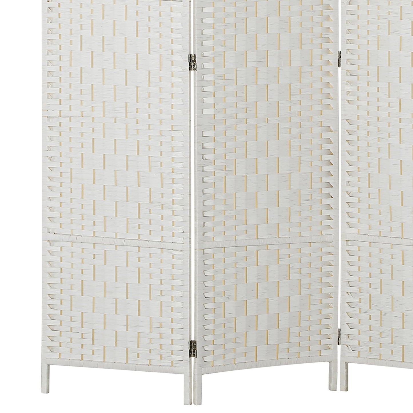 HOMCOM Room Divider 3 Panel, 6FT Tall Folding Privacy Screen, Freestanding Hand-Woven Partition for Room Separation with 360° Hinges, Paper Rope Diamond Weave, White