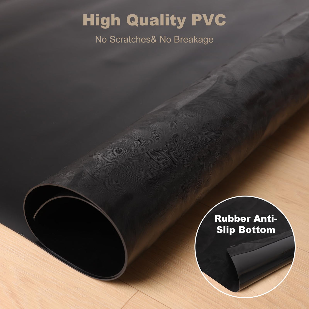 30" x 48" Office Chair Mat for Hardwood Floor, Durable PVC Floor Protector, Black Plastic Mat for Rolling Chairs, Heavy Duty Under Desk Mat for Hard Surfaces