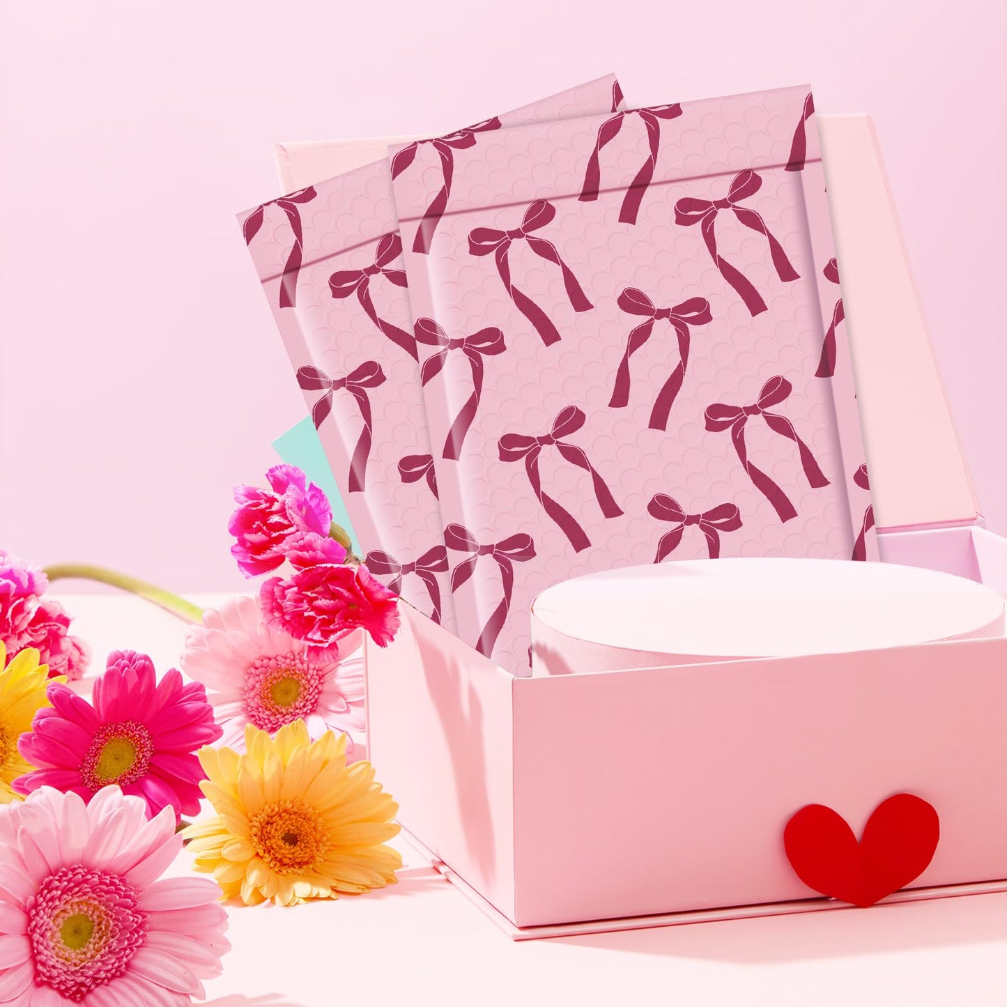 Fuxury Bubble Mailers 6x10" Padded Envelopes 100 Pack Pink Bows Cute Design Bubble Envelopes Usable Size 6x9" Strong Adhesion Pattern Shipping Envelopes Thick Padded Mailer for Mailing Jewelry, Makeup