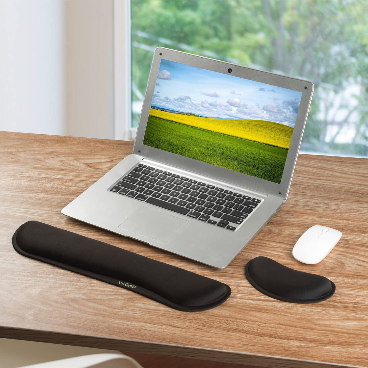 VAGAU Premium Keyboard Wrist Rest and Mouse Pad Wrist Support, Ergonomic Memory Foam Set for Office, Laptop, Mac, Computer and Gaming, Comfortable Typing &Wrist Pain Relief (2 Pack)