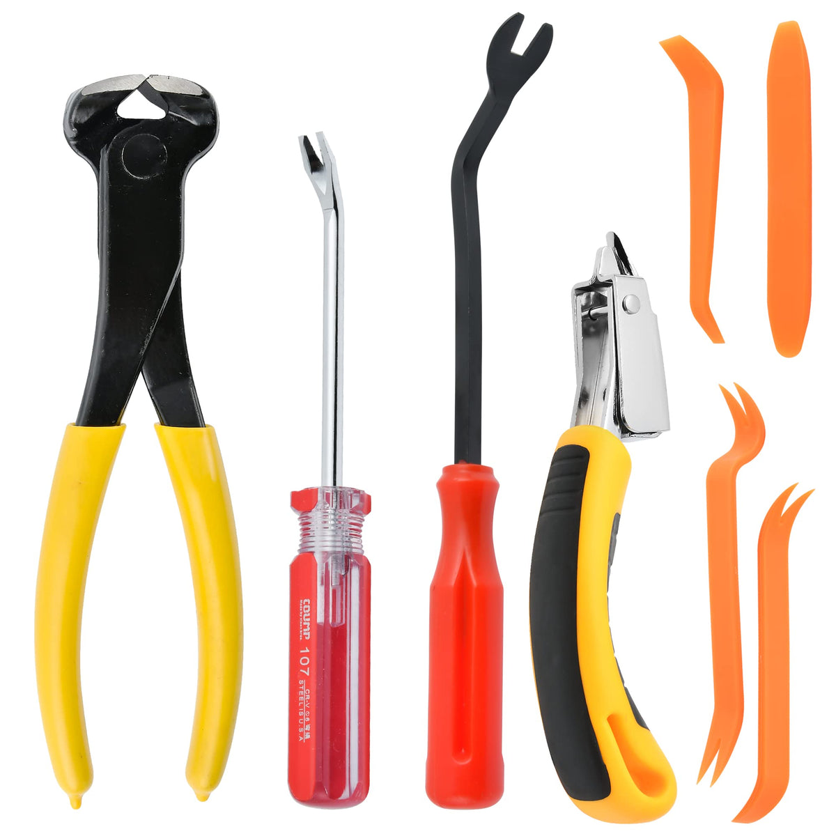 Aemygo 8 Pcs Upholstery and Construction Staple Remover, Tack and Nail Puller for Easily Removing All Kinds Staples, Carpet Remover for Furniture Floor Photo Frame Carton