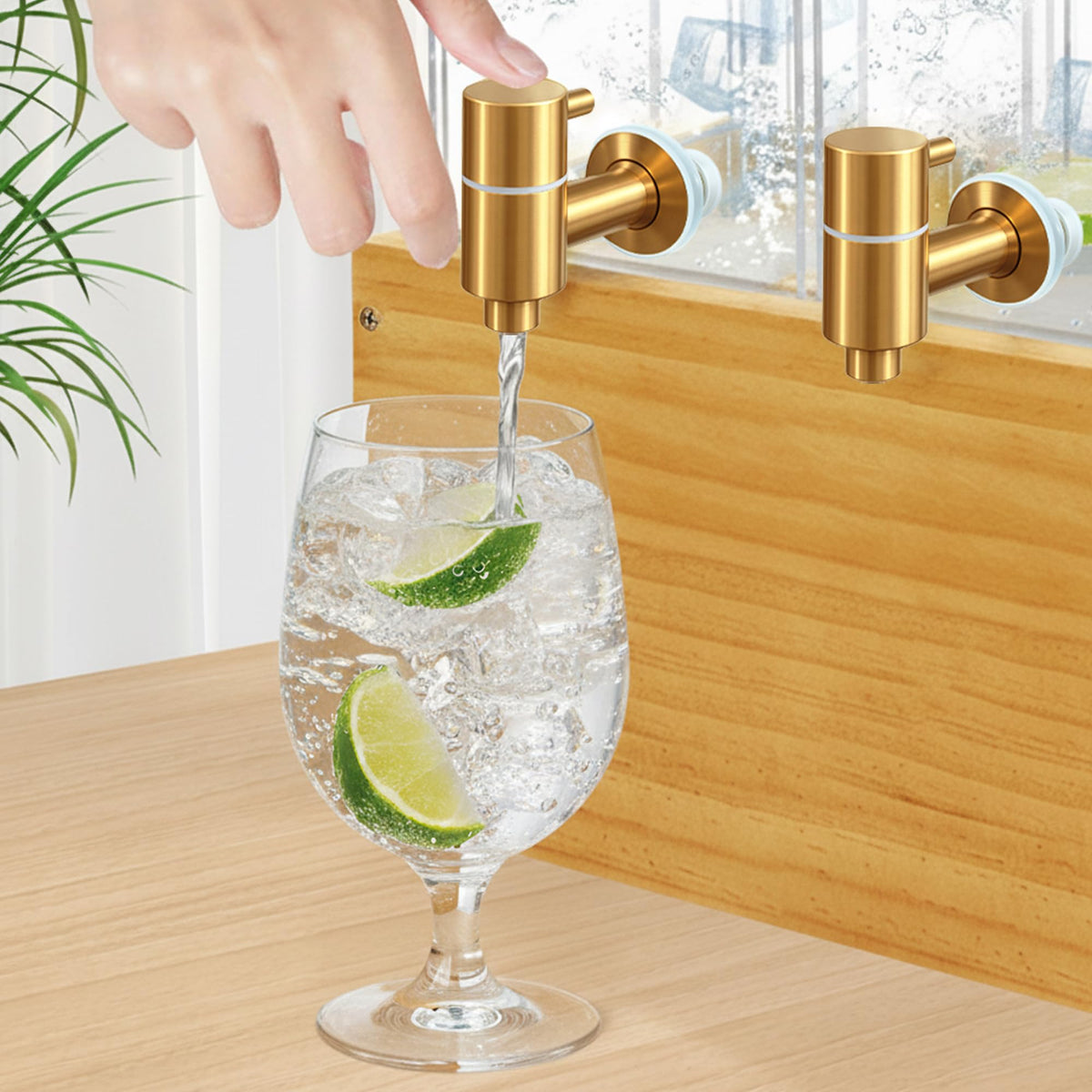 2 Pack 2 Gallon Drink Dispenser, Large Drink Dispenser with Wood Stand, Beverage Dispenser with Ice Core and Airtight Valve, Drink Dispensers for Parties