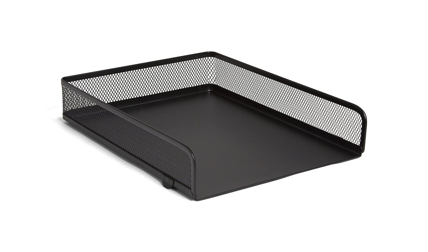 TRU RED Front‑Load Stackable Metal Letter Tray – Desktop Paper Organizer for Office Files & Documents