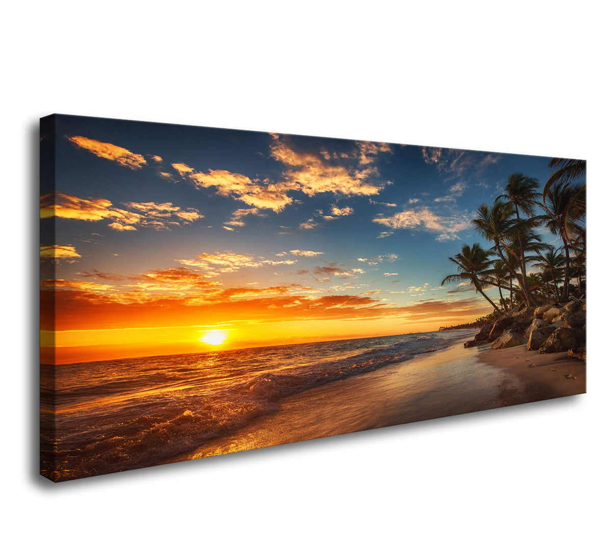 DZL Art S74798 Canvas Painting Print Paradise Tropical Island Beach with Palms Photograph Print Nature Pictures Wall Art Canvas Prints Painting for Living Room Bedroom Decor Office Wall Decor