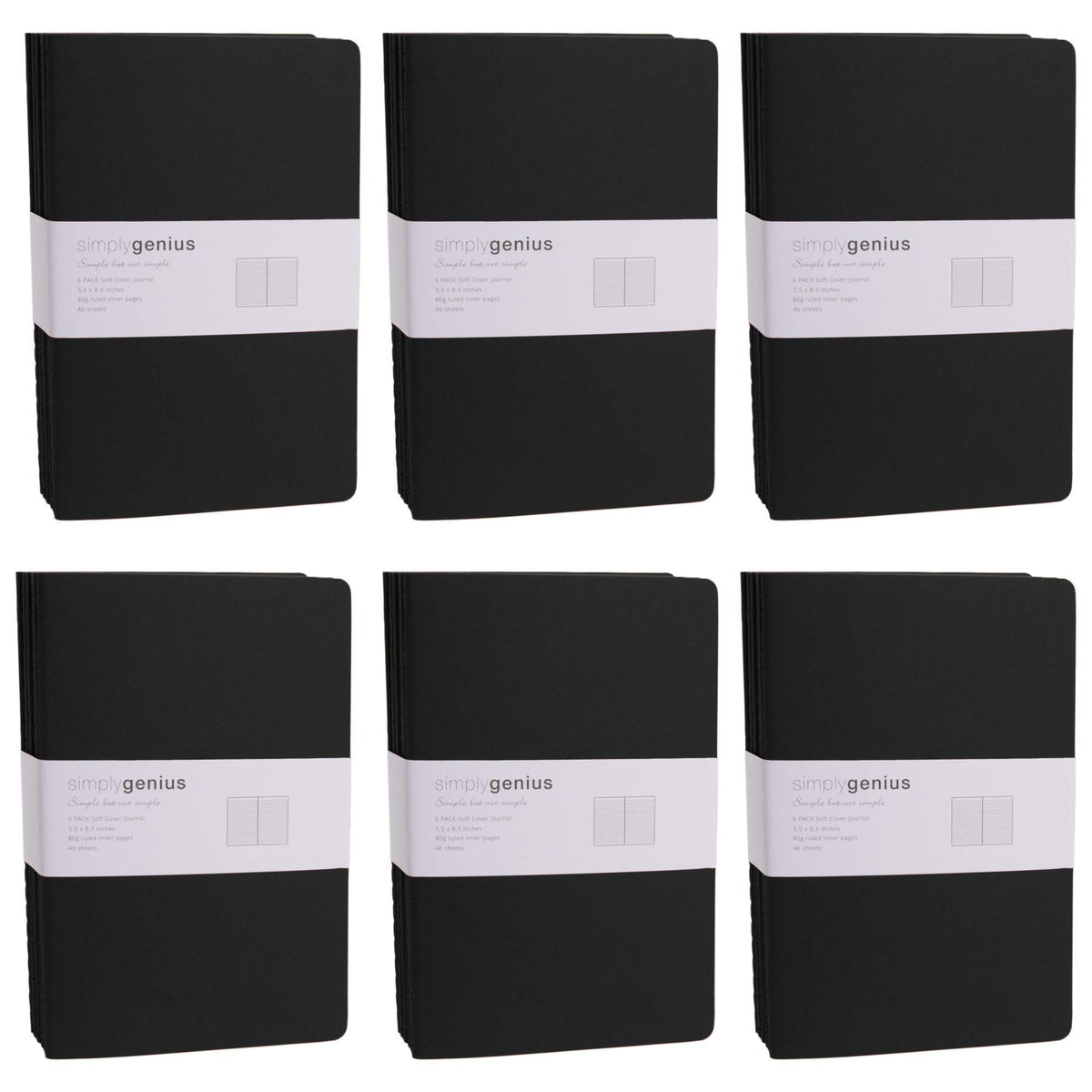 Simply Genius Journaling Notebooks - A5 (5.5 x 8.3In) 30-Pack, Black Softcover, 92 College Ruled Pages - Writing Journal for Work, Study & Professional Use