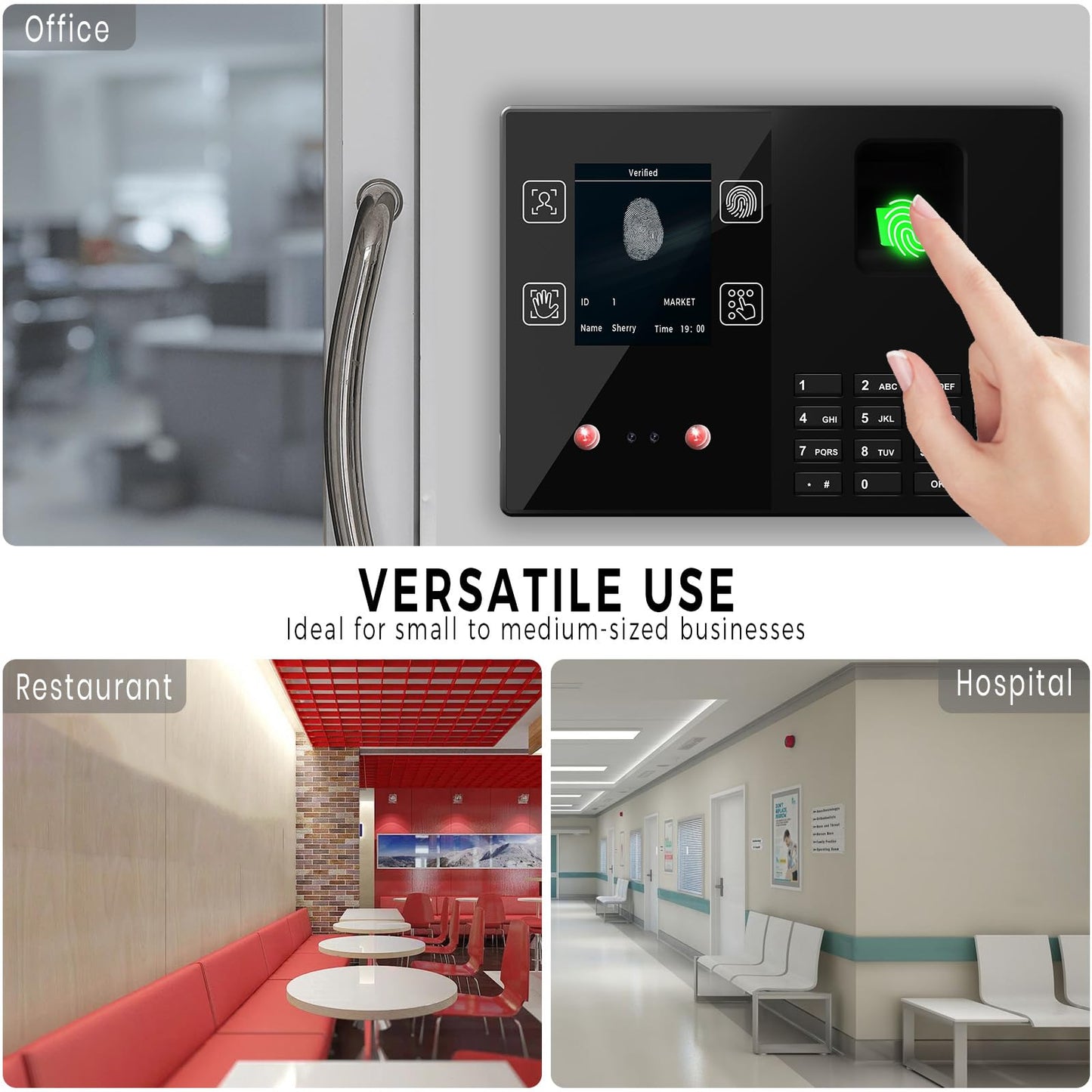 Time Clocks for Employees Small Business, Face + Fingerprint + Palm + PIN, Clock in and Out Machine for Employees, No Monthly Fee No Software Required