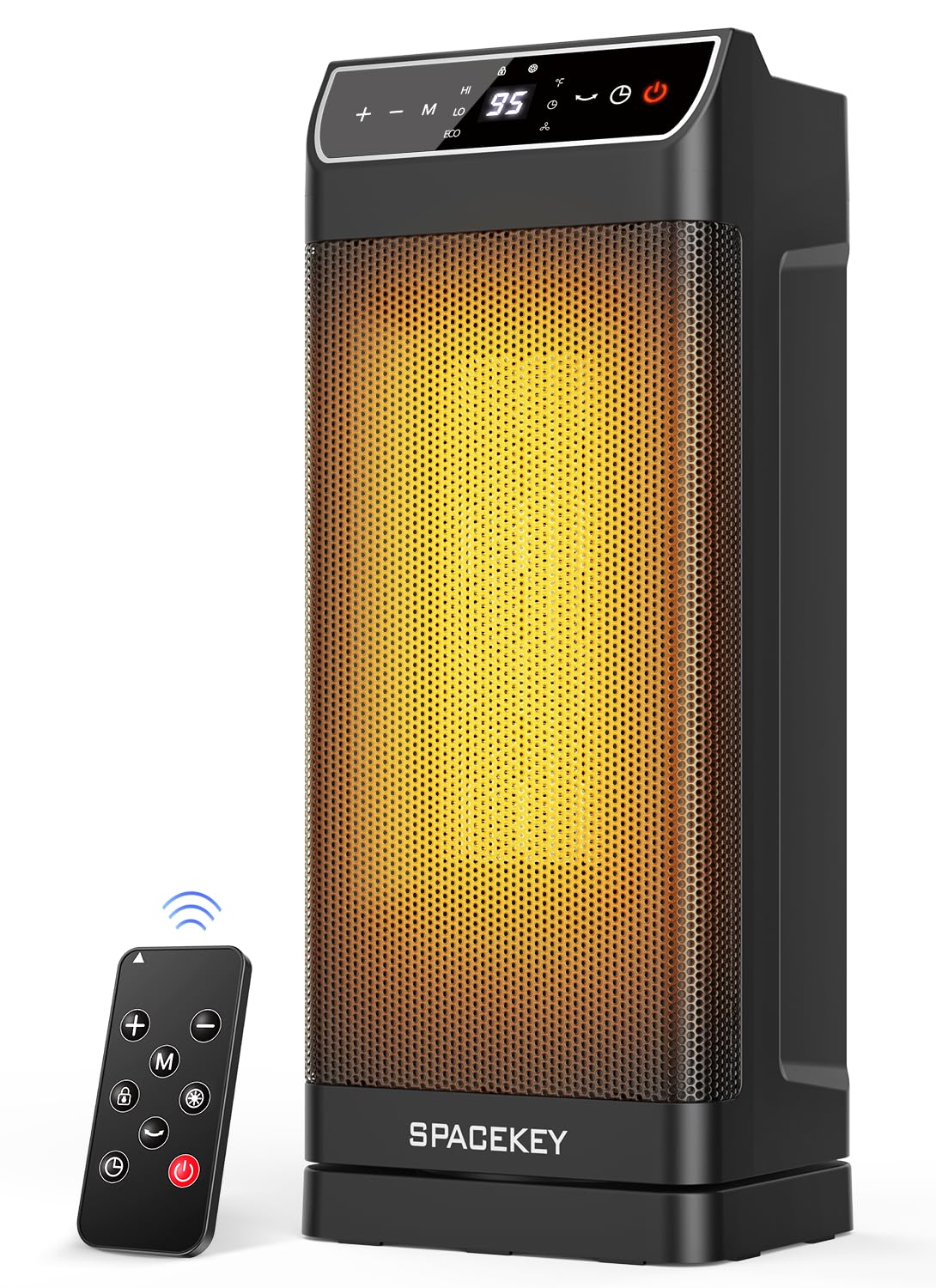 Space Heater, Electric Heaters for Indoor Use with Thermostat, Remote, 1-12H Timer, 70°Oscillation and Overheat Protection, 1500W PTC Ceramic Fast Safety Heat, Portable Heater for Office (Black)