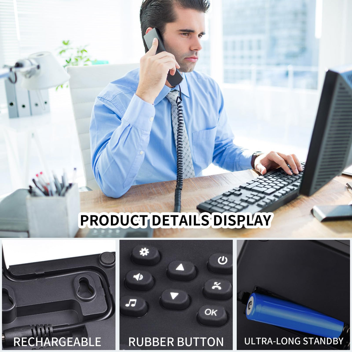 PANDAAR Intercoms Wireless for Home, Hands-Free Home Intercom Systems, 3280ft Long Range Wireless Intercom System for Business Office House Cordless Phones Intercoms (2 Pack,Black)