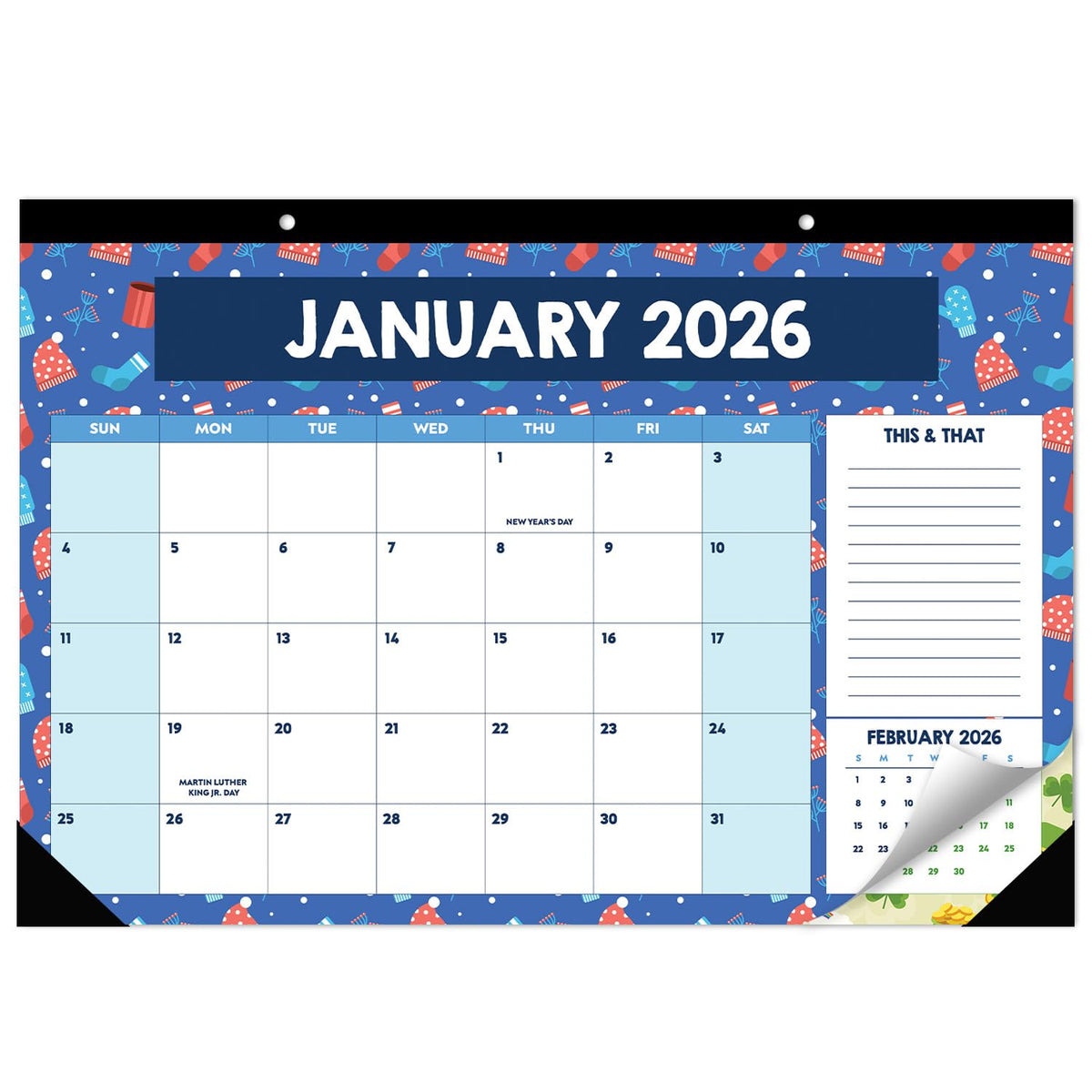 Large Desk Calendar 2026-2027, Teacher Desk Calendars, 18 Months (Jan 2026 - Jun 2027) with Holidays, Home Classroom, Office Decor, Teacher Must Haves, PVC Cover, Round Holes, Tear-off Calendar (Season Calendar)