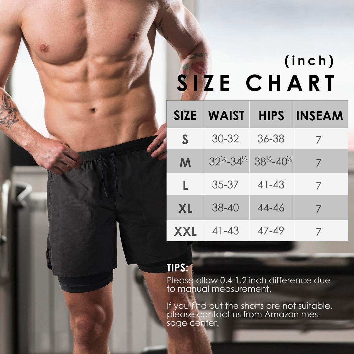 NIMOJIRO Men's 2 in 1 Running Shorts Workout Athletic Shorts Outdoor Sports with Liner Lightweight Training Yoga Gym Shorts with Phone Pockets Black L