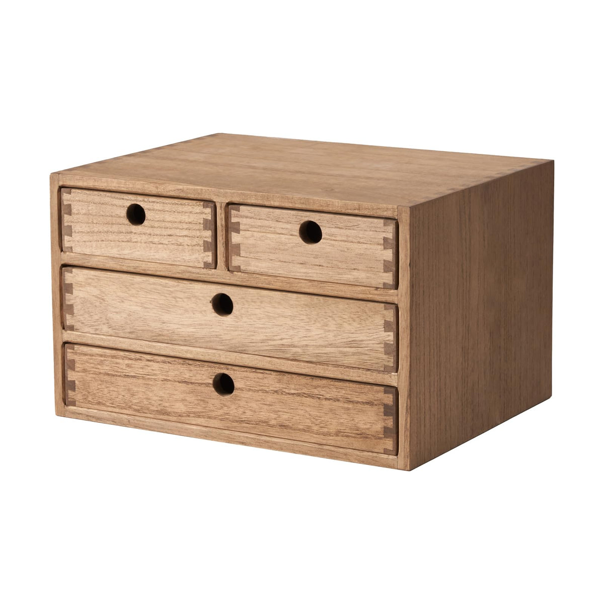 KIRIGEN Wood Desktop Storage Cabinet with 4 Drawers, 3-Tier Desk Organizer for Letter-Size Paper, Mail, Home Office Supplies, Makeup, Crafts, Desk or Countertop, Fully Assembled, Brown WJG34-DBR