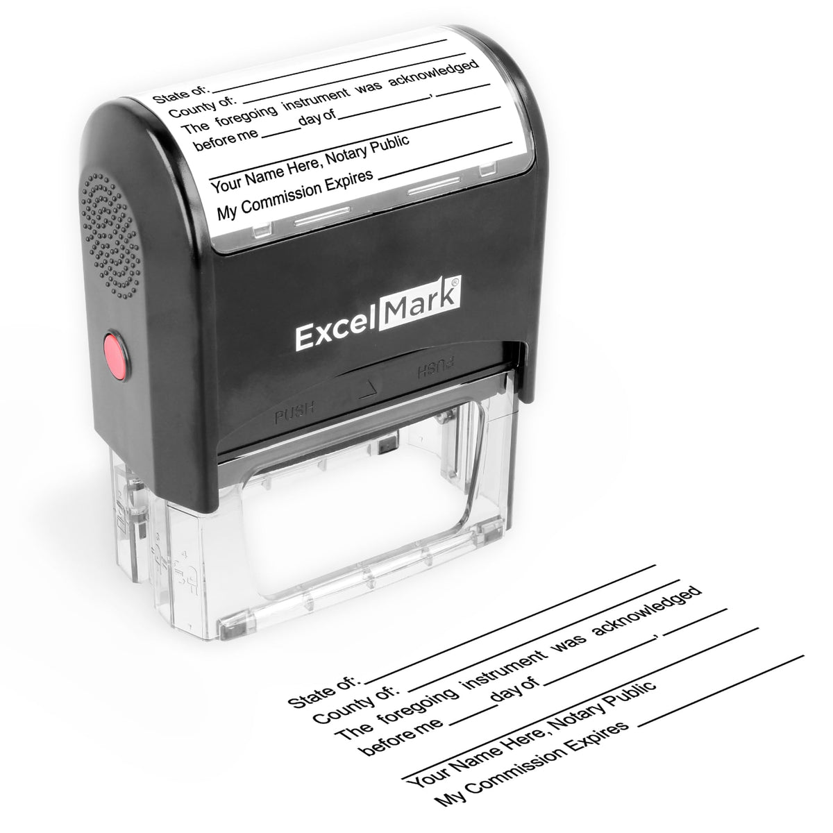 ExcelMark Notary Acknowledgement Stamp - Black Ink