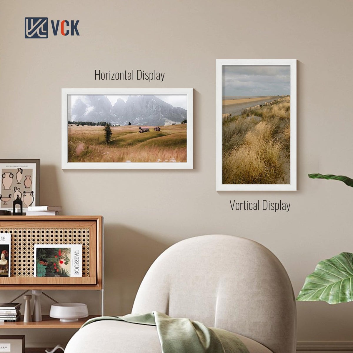 VCK 14x24 Picture Frames white Set of 6, Wide Border Wood Poster Frame, Multi-Directional Display Family Photos, Office Prints, Studio/Gallery Artwork, Woodgrain Series, Wall Hanging