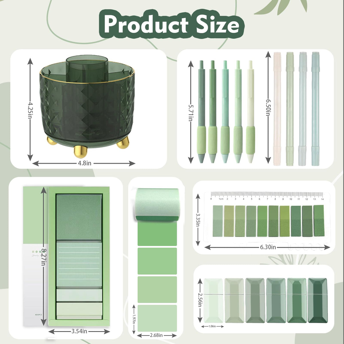 sportsvoutdoors Green Desk Accessories, Sage Green Supplies, Office Stationery Set, Dark Green Pen Pencil Holder for Desk,Gifts for Office Clerks