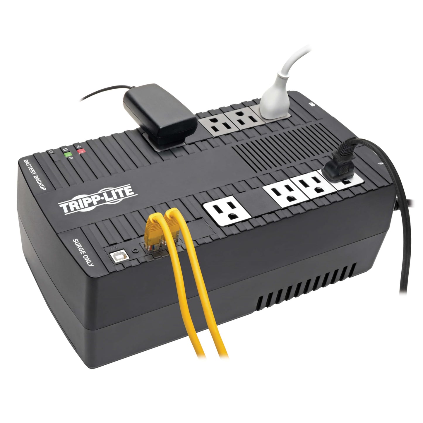 Tripp Lite 550VA UPS Battery Backup Surge Protector, AVR Automatic Voltage Regulation, 8-Outlet Uninterruptible Power Supply, Dataline Protection, 3-Year Warranty & Insurance (AVR550U)
