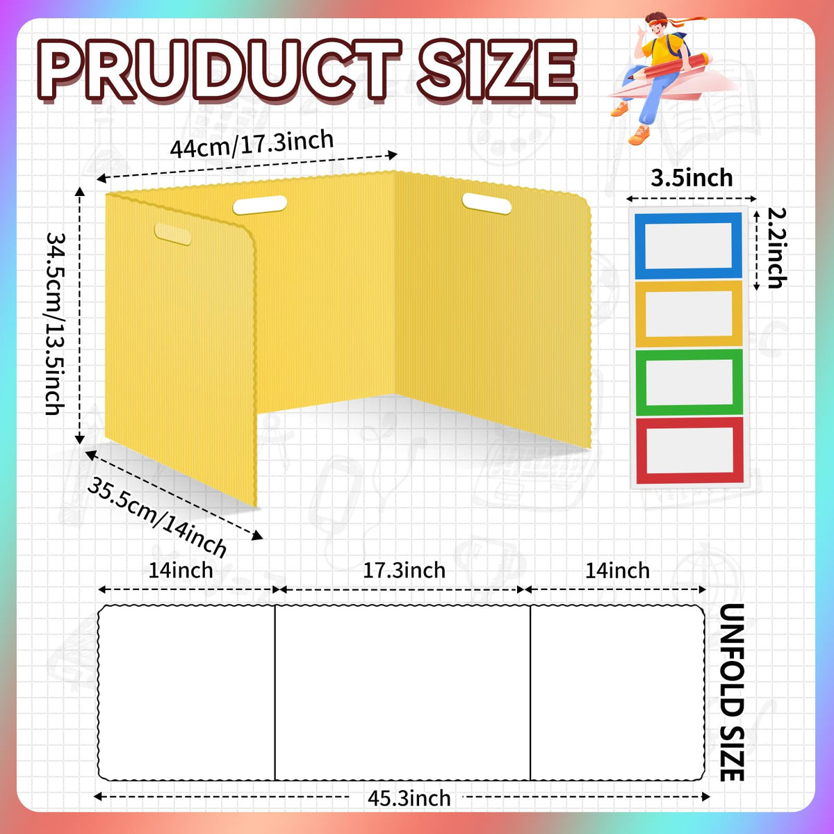 24 Pcs Desk Dividers for Students Plastic Durable and Waterproof Privacy Folders Shields Test Dividers with Classroom Privacy Boards for School Study Teacher Supplies (Yellow)