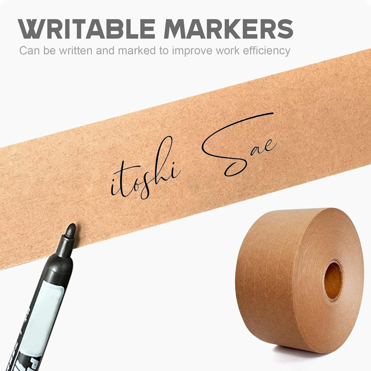 sanian Fiberglass Reinforced Water Activated Gummed Kraft Paper Tape, Each roll 2.75 inch x 380 ft for Heavy Duty Secure Packing (1 Pack)
