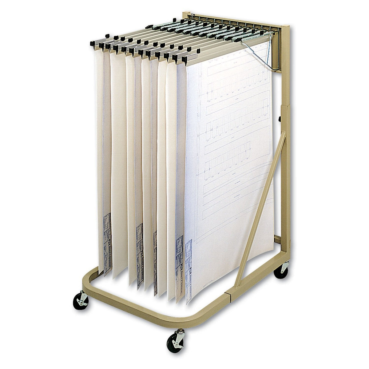 Safco 5026 Mobile Stand, Store Large Documents, Plans, Blueprints, CAD Drawings and More, 4 Rolling Caster Wheels, Tropic Sand