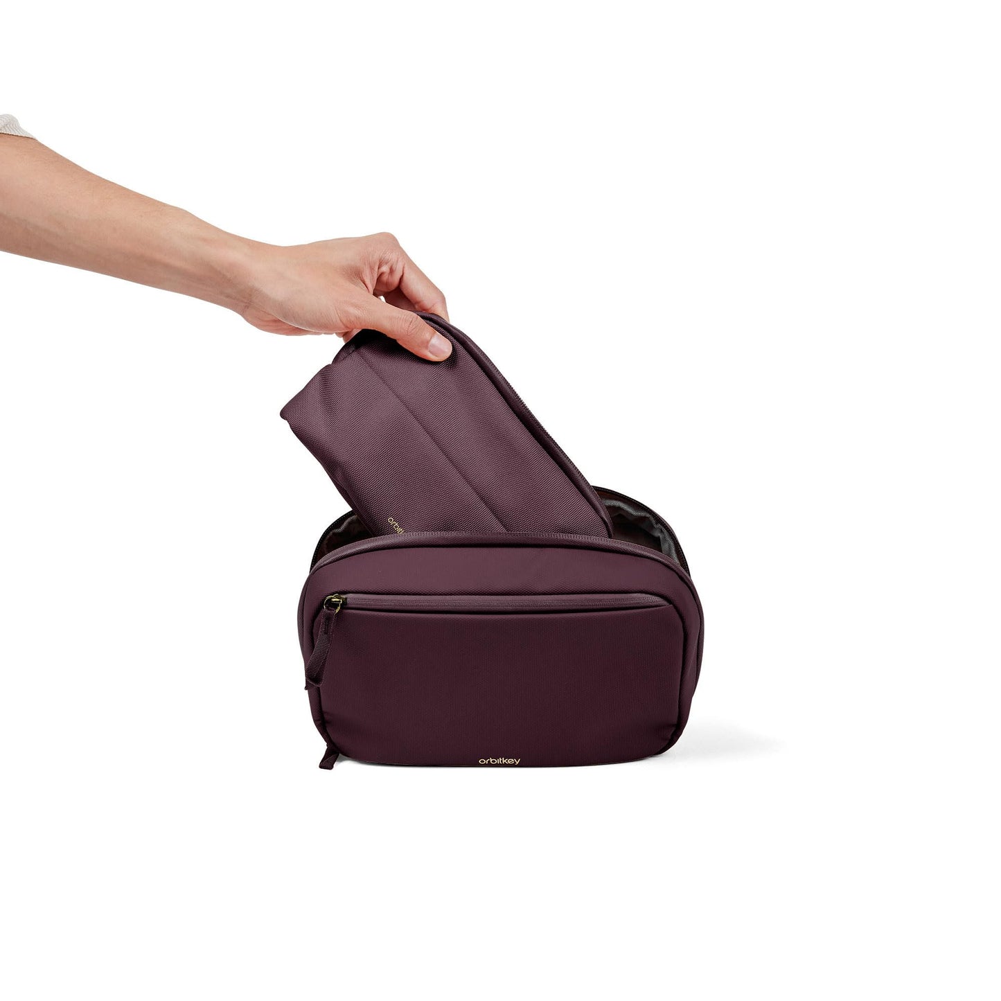 Orbitkey 2-in-1 Tech Accessory Pouch with Detachable Slim Sleeve – Travel Electronics Organizer for Cables, Chargers, Earbuds, Power Bank – Compact Gadget Bag & Portable Tech Storage Case (Plum)