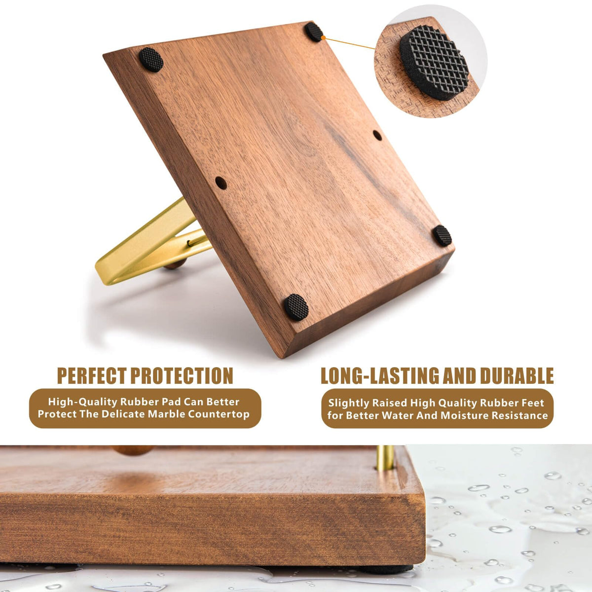Wood Napkin Holder for Table, Square Tabletop Napkin Dispenser with Sophisticatedly Metal Center Bar, Cocktail Napkin Holder for Home, Kitchen, Office, Restaurant, Hotel, Cafe, Bar