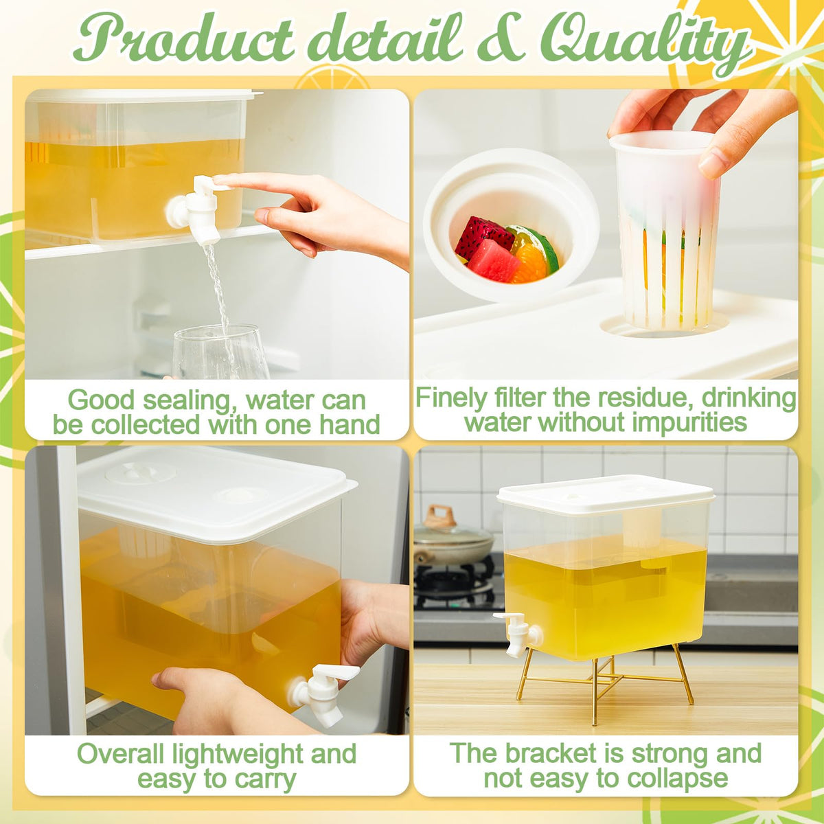 LemonRoad 4 Pack Beverage Dispensers with 60 Pcs Disposable Cups Plastic Drink Dispensers With Stand for Parties Water Dispenser Cold Drink Container for Iced Tea Fridge Bar Party (2.3 Gallon)