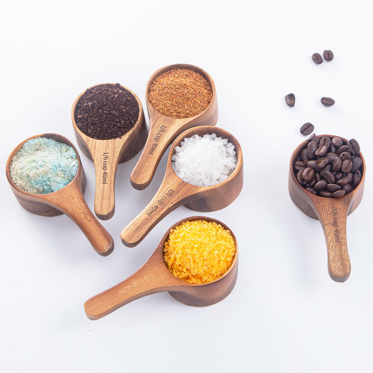 Wooden Scoops for Canisters Wooden Scoops for Jars Measuring Spoons for Ground Coffee Scoop 6pcs Small Wood Scoop Kitchen Scoop Coffee Measuring Spoon for Salt Laundry Detergent -Multipurpose