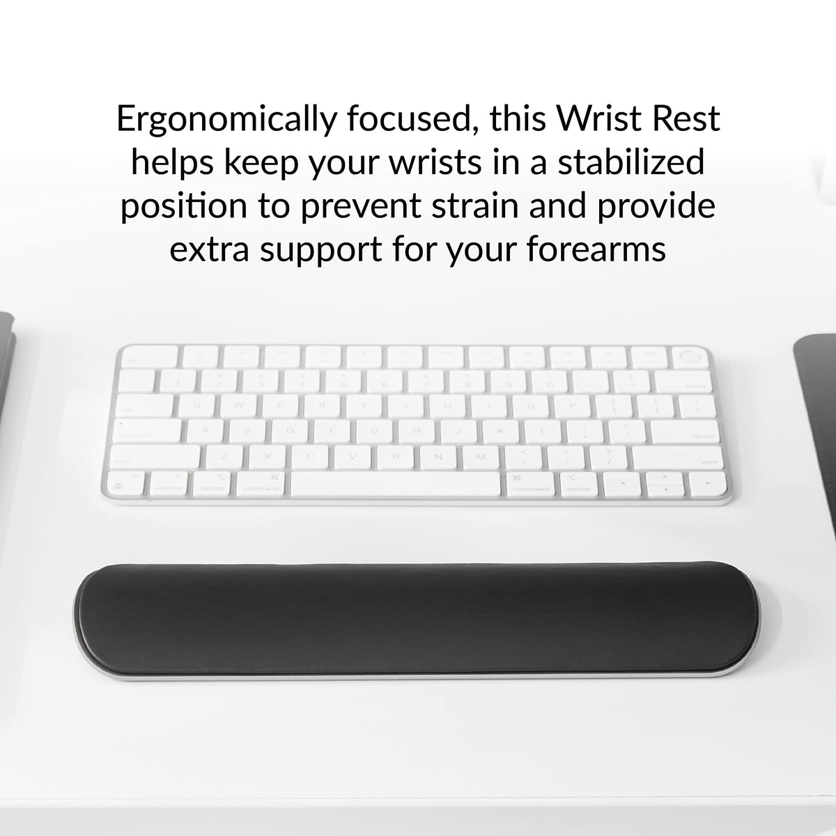 HumanCentric Wrist Rest Pad for Apple Magic Keyboard & Tenkeyless Keyboards, Ergonomic Wrist Support in Space Gray Aluminum with Black Vegan Leather