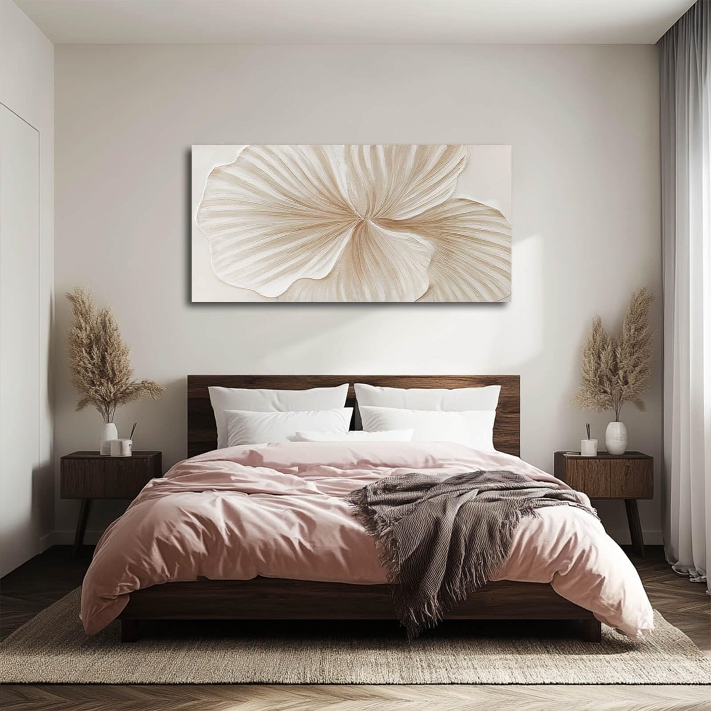WINKAILIN White and Gold wall Art Abstract Floral Painting Modern 24x48 Artwork Minimalist Canvas for Bedroom Living Room Office Home Decoration