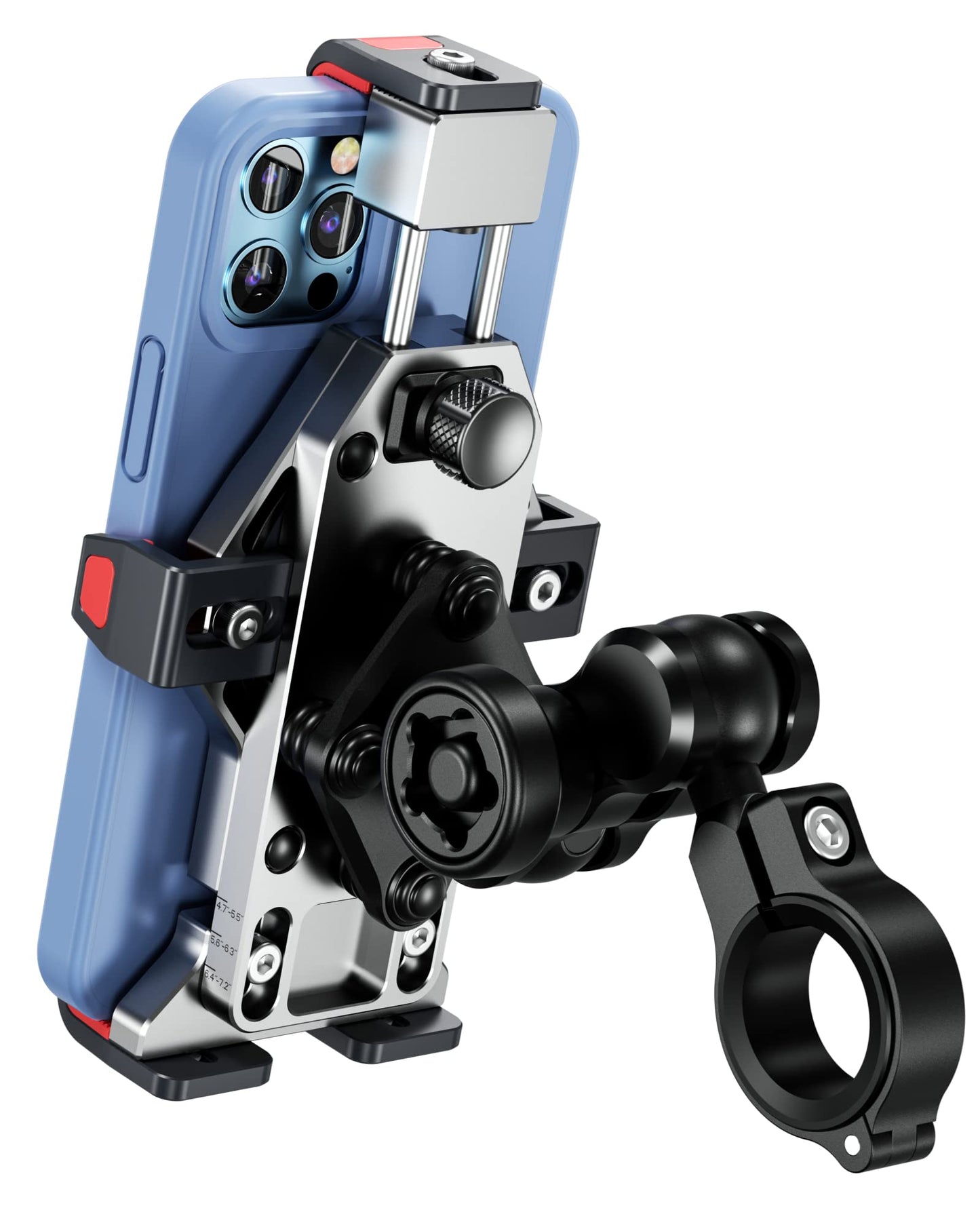 BRCOVAN Anti-Theft Aluminum Alloy Motorcycle Phone Mount with Vibration Dampener & Secure Lock, Adjustable Motorcycle Handlebar Cellphone Holder for Bike Bicycle Scooter ATV, Fit 4.7-7.2'' Smartphone